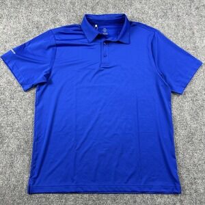 Under Armour Polo Shirt Mens Large Blue Solid Golf Performance Invesco UPF 50